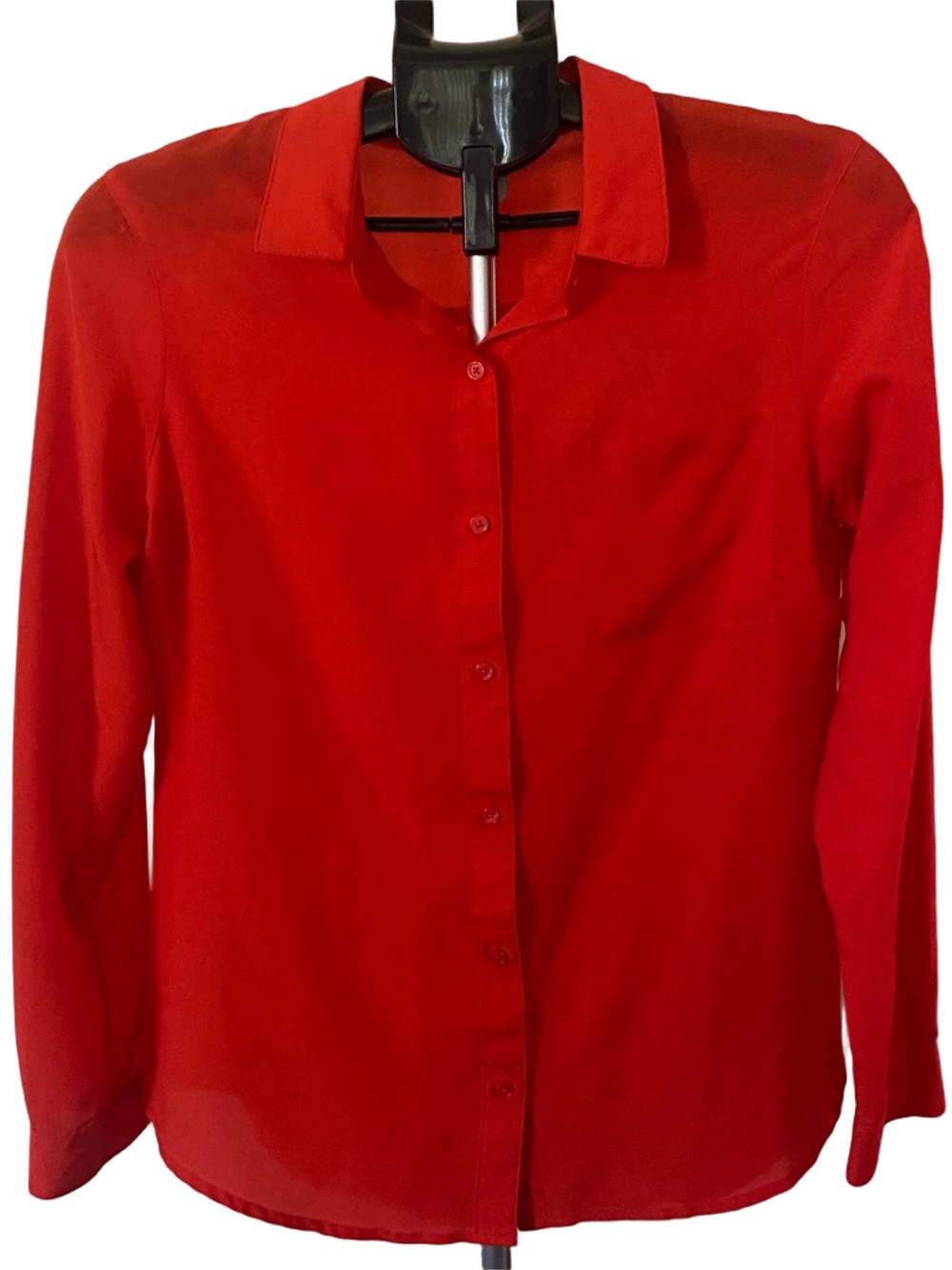 Old Navy Red Orange Long-Sleeve Semi Sheer Button-Down Shirt- Size S